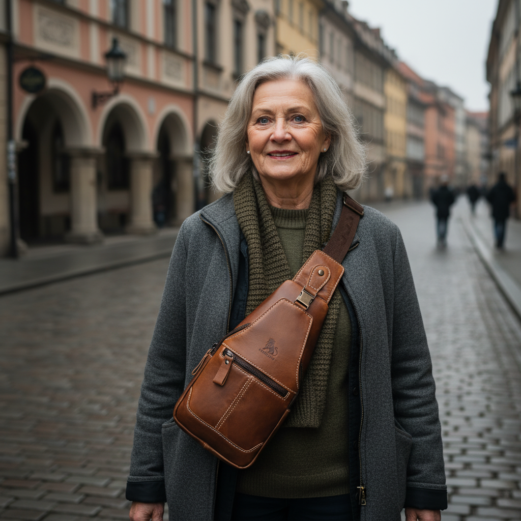 Leon Leather kožená taška na hrudník