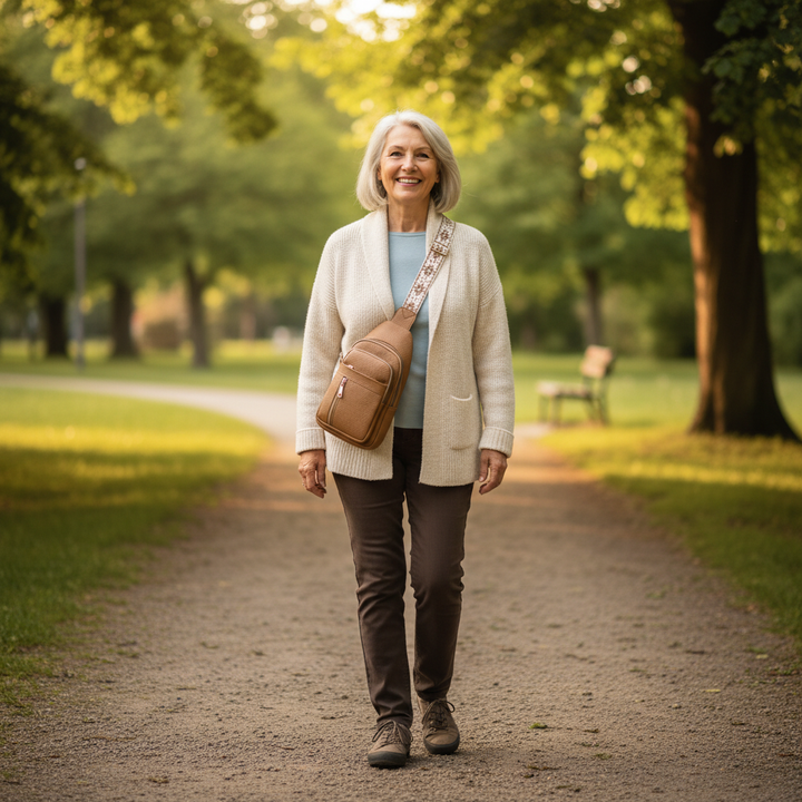 Kaštanová hrudní taška