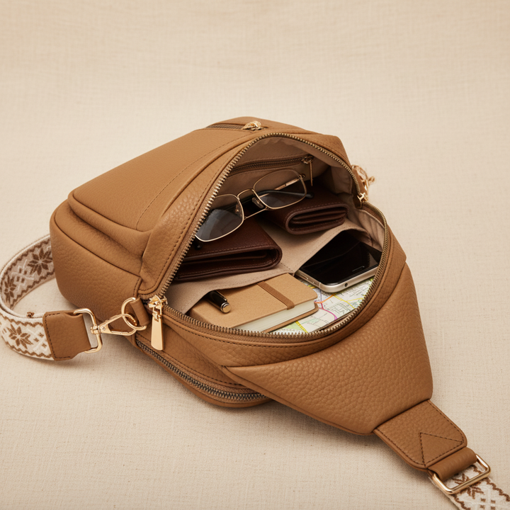 Kaštanová hrudní taška