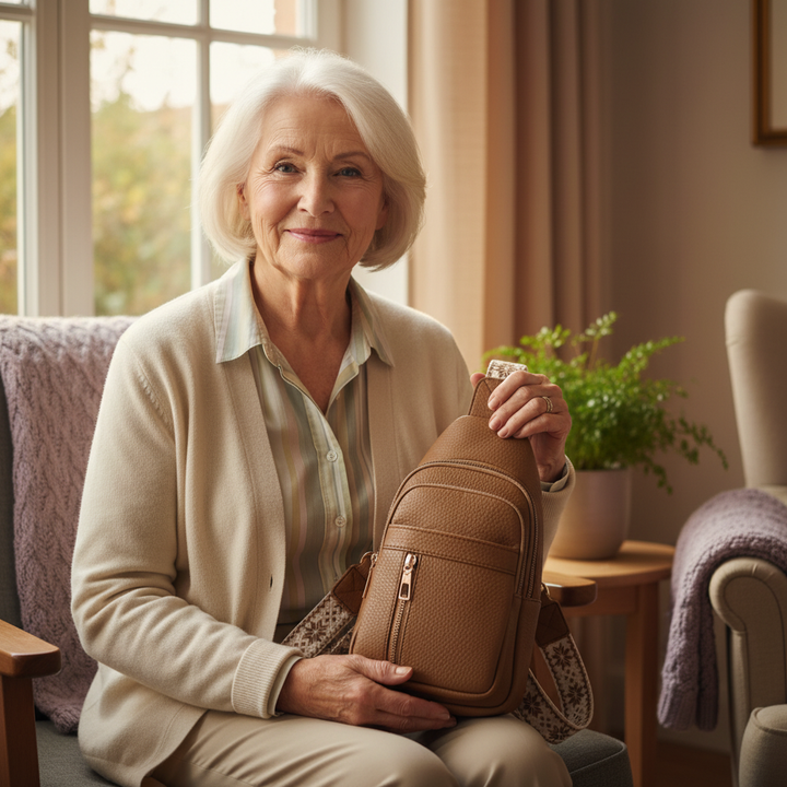 Kaštanová hrudní taška