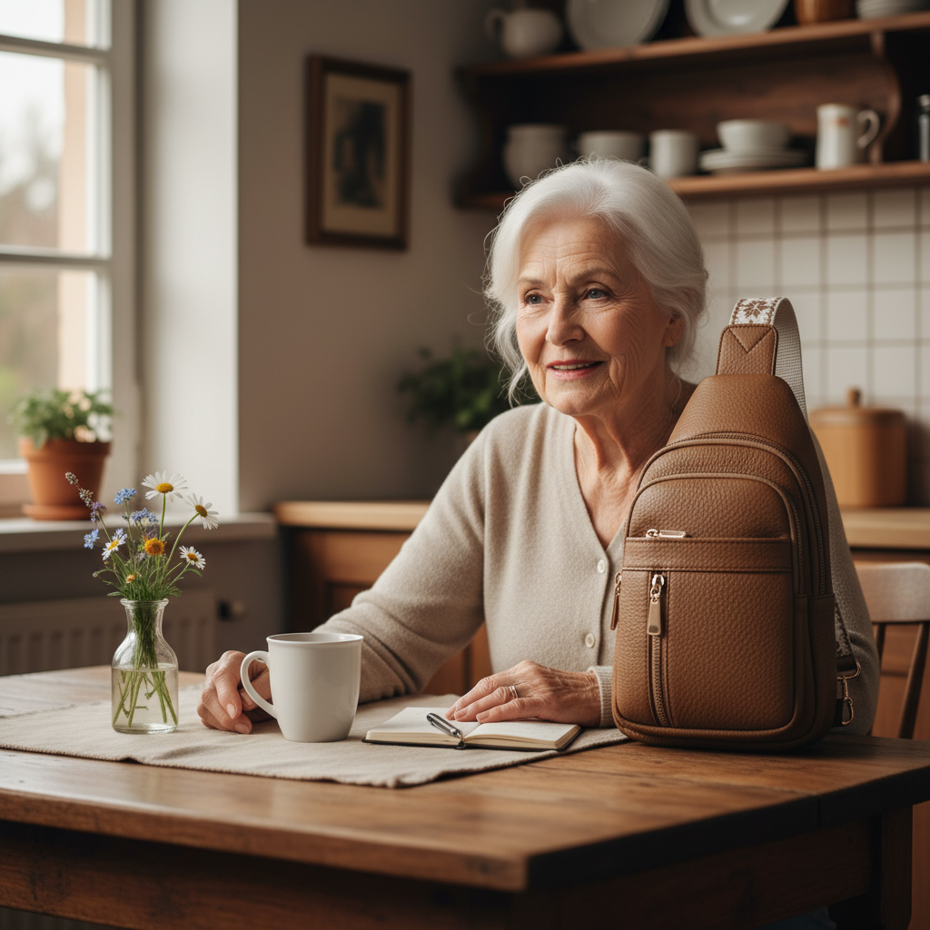 Kaštanová hrudní taška