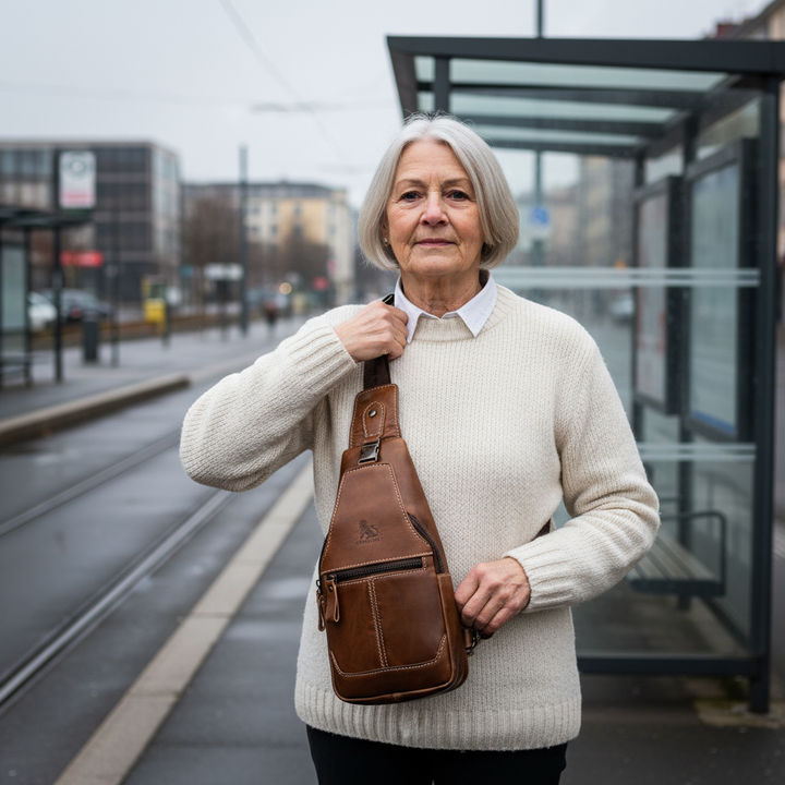 Leon Leather kožená taška na hrudník